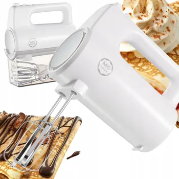 RUČNÍ MIXÉR 400 W HM24010W BÍLÝ 5 RYCHLOSTÍ FUNKCE TURBO ŠLEHAČE HÁKY