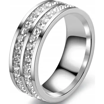 Prsten Stříbrný Prstýnek s Bílými Čtvercovými Zirkony, Typ Obrączka, s Kamenem