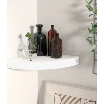 police Plovoucí rohová police bílá 25 x 25 x 3,8 cm MDF - 8720286075265