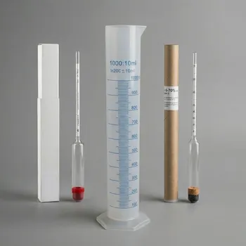 Kuchyňský teploměr Cukroměr 0-20 % (bez teploměru) + Odměrný válec 1000 ml (plastový) + Lihoměr 0-70% (bez teploměru)