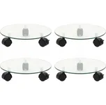 VidaXL Podstavce pod květináče na kolečkách, 4 ks, 28 cm, skleněné