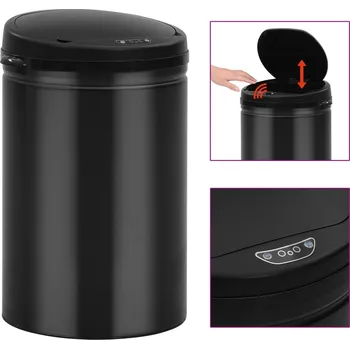 Odpadkový koš Odpadkový koš s automatickým senzorem 30 l uhlíková ocel černý - 8720286044056