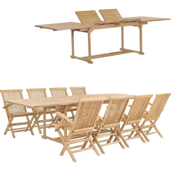 Zahradní sestava 9dílný zahradní jídelní set 180–280 x 100 x 75 cm masivní teak - 8718475708100