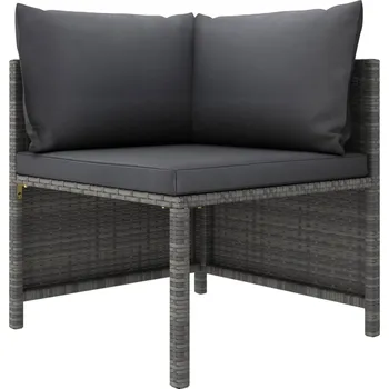 Zahradní pohovka Dílčí rohová pohovka s poduškami šedá polyratan - 8720286166628