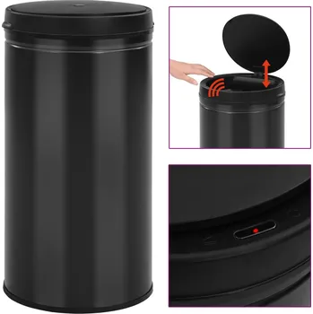 Odpadkový koš Odpadkový koš s automatickým senzorem 60 l uhlíková ocel černý - 8720286044087