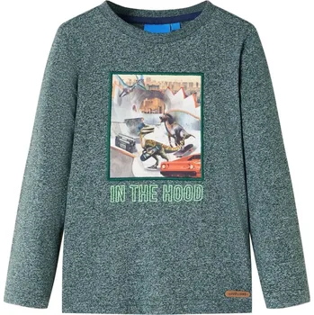 Chlapecké tričko Dětské tričko s dlouhým rukávem tmavě zelené melanž 116 - 8721012023970