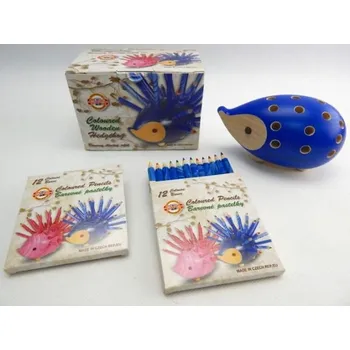 KOH-I-NOOR Ježek malý dřevěný s pastelkami modrý