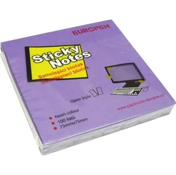 Samolepící bloček Notes Y neon 75 x 75 fialový