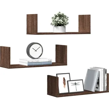police Nástěnné police 3 ks hnědý dub 58 x 18 x 18 cm kompozitní dřevo - 8721158361523