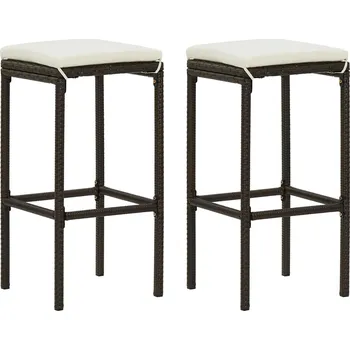 Barová židle Barové stoličky s poduškami 2 ks hnědé polyratan - 8720286146422