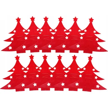 Vánoční dekorace VÁNOČNÍ OBALY NA PŘÍBORY Z FILCU, DEKORACE NA STŮL, SADA x10