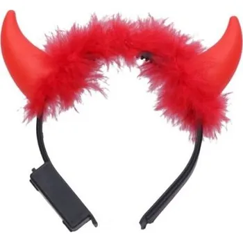Karnevalový doplněk Rohy čertovské svítící s ozdobou 17x17 cm W039099