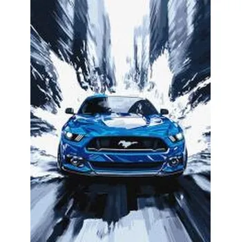 Set školních potřeb Malowanie po numerach - Niebieski mustang 30x40cm