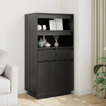 Příborník do zásuvky Skříň highboard černá 60 x 40 x 116,5 cm masivní borové dřevo - 8720845581817
