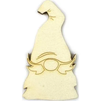 Vánoční dekorace Dřevěný výřez skřítek s knírem, 5,5 cm