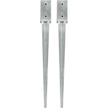Příslušenství pro plot Kotvící hroty 2 ks stříbrné 7 x 7 x 75 cm pozinkovaná ocel - 8719883807898