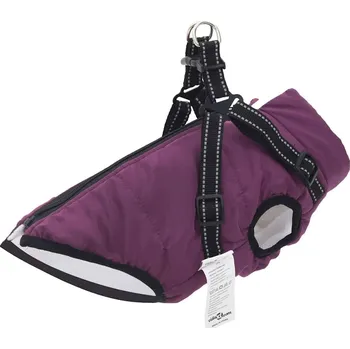Obleček pro psa Bunda pro psa s postrojem nepromokavá reflexní fialová L36 - 8721158413956