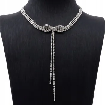 Náhrdelník Choker náhrdelník elegantní stříbrný s Mašle a zirkony