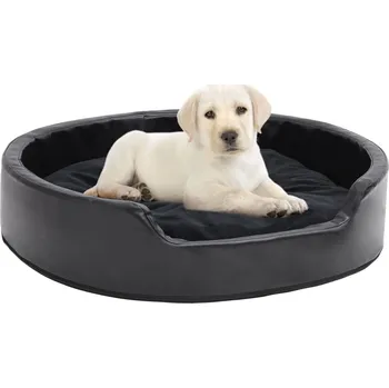 Pelíšek pro psy černý 79 x 70 x 19 cm plyš a umělá kůže - 8720286430842