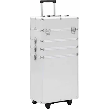 Kosmetický kufřík na kolečkách hliník stříbrný - 8718475729785