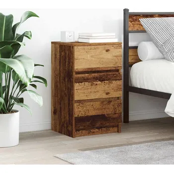 Noční stolek Noční skříňka se 3 zásuvkami Staré dřevo 39x35x65 cm - 8721158702708