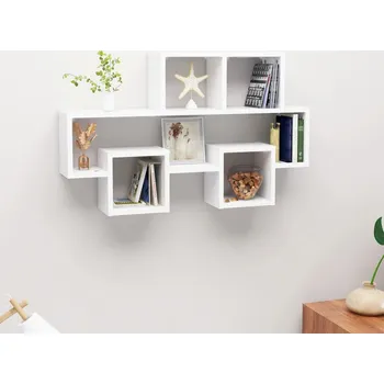 police Nástěnná police ve tvaru auta bílá 82 x 15 x 51 cm dřevotříska - 8720286596685