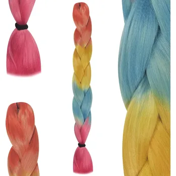 Příčesek Syntetické vlasy na copánky 4 OMBRE rovné účesy pletené DOHAZOVACÍ