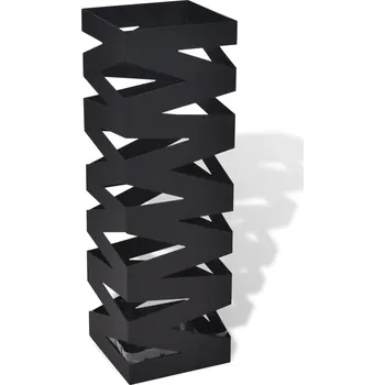 Stojan na deštník Černý hranatý stojan na deštníky a vycházkové hole, ocelový, 48,5 cm - 8718475954682
