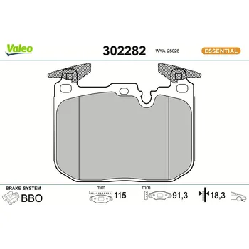 Brzdová destička Sada brzdových destiček, kotoučová brzda VALEO 302282