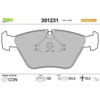 Brzdová destička Sada brzdových destiček, kotoučová brzda VALEO 301231