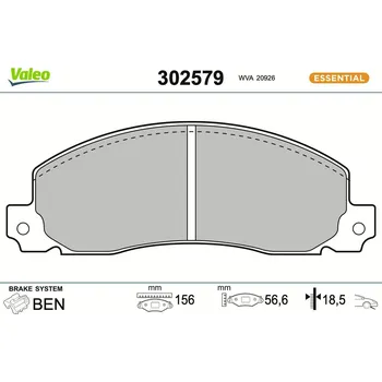 Brzdová destička Sada brzdových destiček, kotoučová brzda VALEO 302579