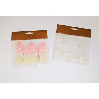 Motýlek Motýlek s flitry a peřím, s lepíkem 6cm / 17144