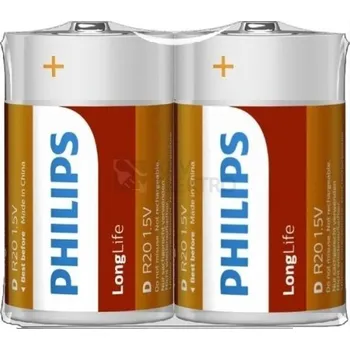 Článková baterie baterie PHILIPS R20 1,5V, monočlánek, ZnCl (krab.24ks=12x2ks)