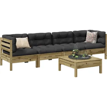 Zahradní lavice zahrada-XL 5dílná zahradní sedací souprava a podušky impregnovaná borovice 3299285