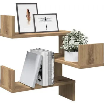 police Nástěnné rohové police 2 ks dub artisan 40x40x49,5 cm kompozit - 8721158439628