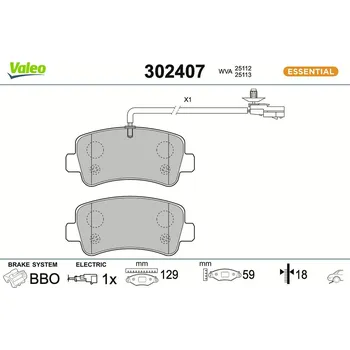 Brzdová destička Sada brzdových destiček, kotoučová brzda VALEO 302407