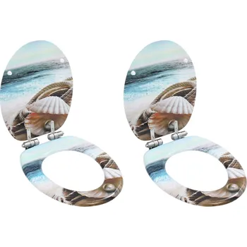 WC sedátko WC sedátko s funkcí pomalého sklápění 2 ks MDF motiv mušlí - 8719883691565