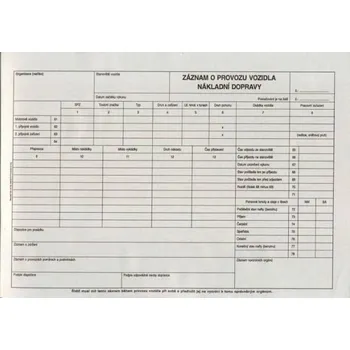 Záznam o provozu vozidel ND A4, 50l /ET210/