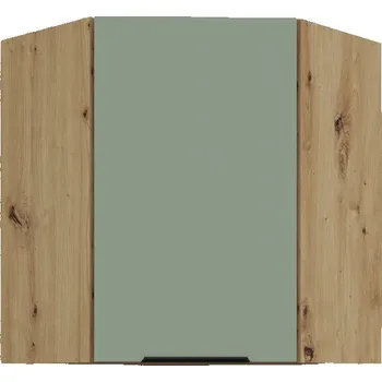 Kuchyňská skříňka Horní rohová skříňka LUNARA 1 - 60x60 cm, zelená / dub artisan