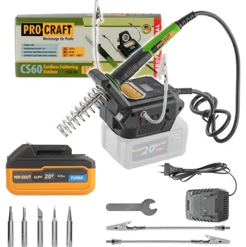 Procraft SCS60 sada aku pájecí stanice + baterie 20/4 Turbo a nabíječka 20/1