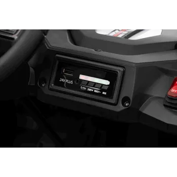 Dětské elektrovozidlo Elektrické auto Beneo T-REX Ride 4x4 dvoumístné 24V, červené, MP3 přehrávač se vstupem USB/AUX, pohon 4x4, lithiová baterie, odpružení, dálkové ovládání, LED světla