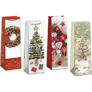 Dárková taška ARGUS Dárková papírová taška na víno (12 x 40 cm) mix 12 ks 08330004