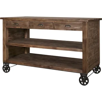 Servírovací stolek Hnědý antik dřevěný vozík ostrůvek na kolečkách Elloa - 150*70*90 cm