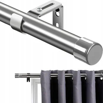 Garnýž Garnýž jednoduchá na záclony a závěsy, tyč 76-116 cm, stříbrná barva
