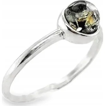 Prsten Prstýnek DELIKATNY srebrny BURSZTYN STŘÍBRO VELIKOST 18 očko zelené FILM