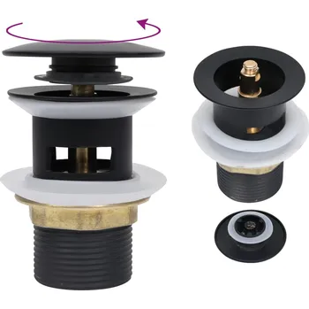 Sifon Umyvadlová výpusť s přepadem černá 6,4 x 6,4 x 9,1 cm - 8720286204467