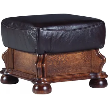 Taburet Pyka Cezar Kožený taburet dřevo