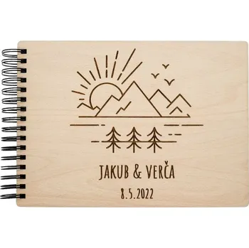 Dřevěné svatební fotoalbum - Dobrodruh Vyber typ vazby: Dva doplňovací kroužky (sříbrné), Barva vnitřních papírů: Čokoládová