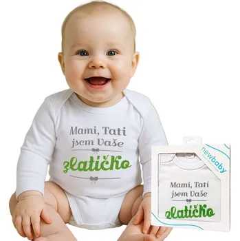 Body s potiskem New Baby Mami, Tati jsem Vaše zlatíčko - dárkové balení, vel. 50