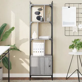 Knihovna Knihovna s dvířky šedá sonoma 44,5x30x154,5 cm kompozitní dřevo - 8720845915643